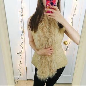 Patty Kim Puffer Sheep fur trim vest
